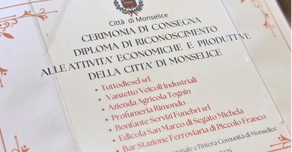 Riconoscimento Comune di Monselice a Tuttodiesel